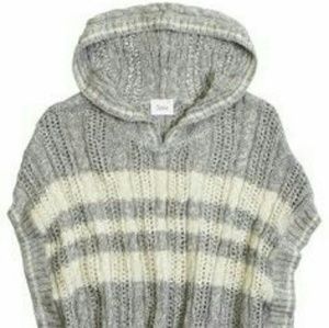 Justice grey and white knitted sweater with hoodie